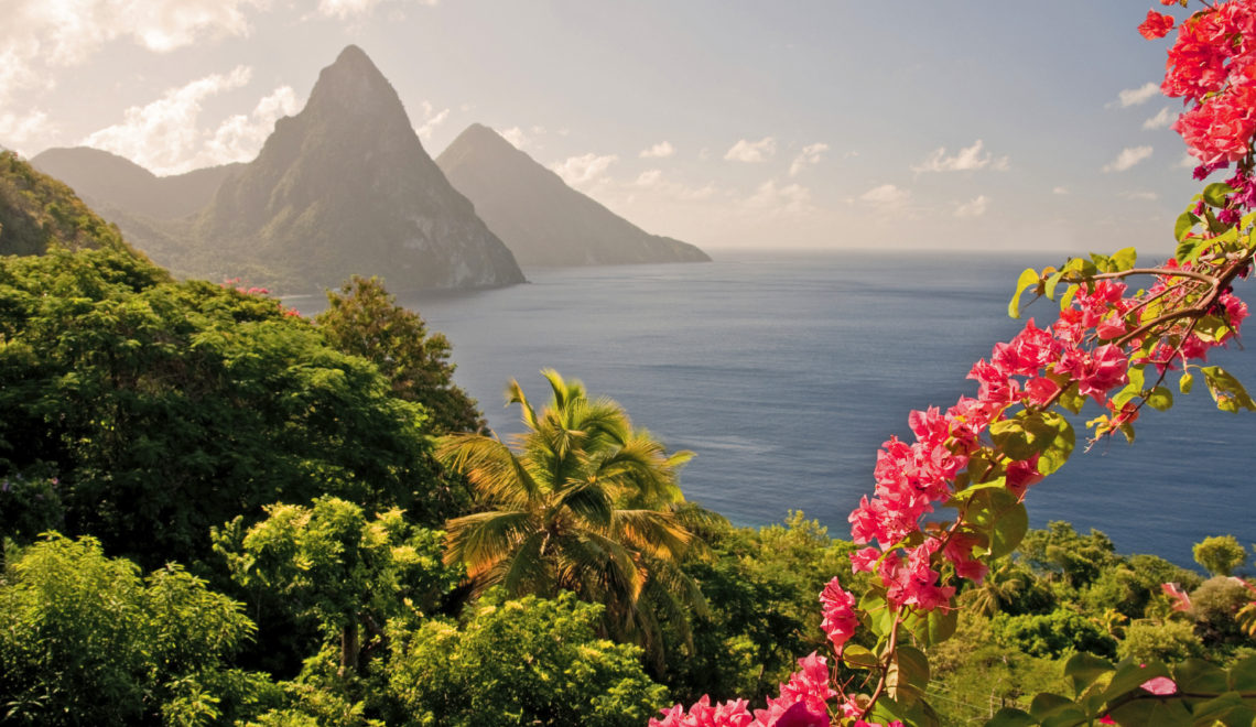 View of the Piton Mountains of St. Lucia